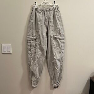 Womens Harlow Cream Oversized Cotton Cargo Pants